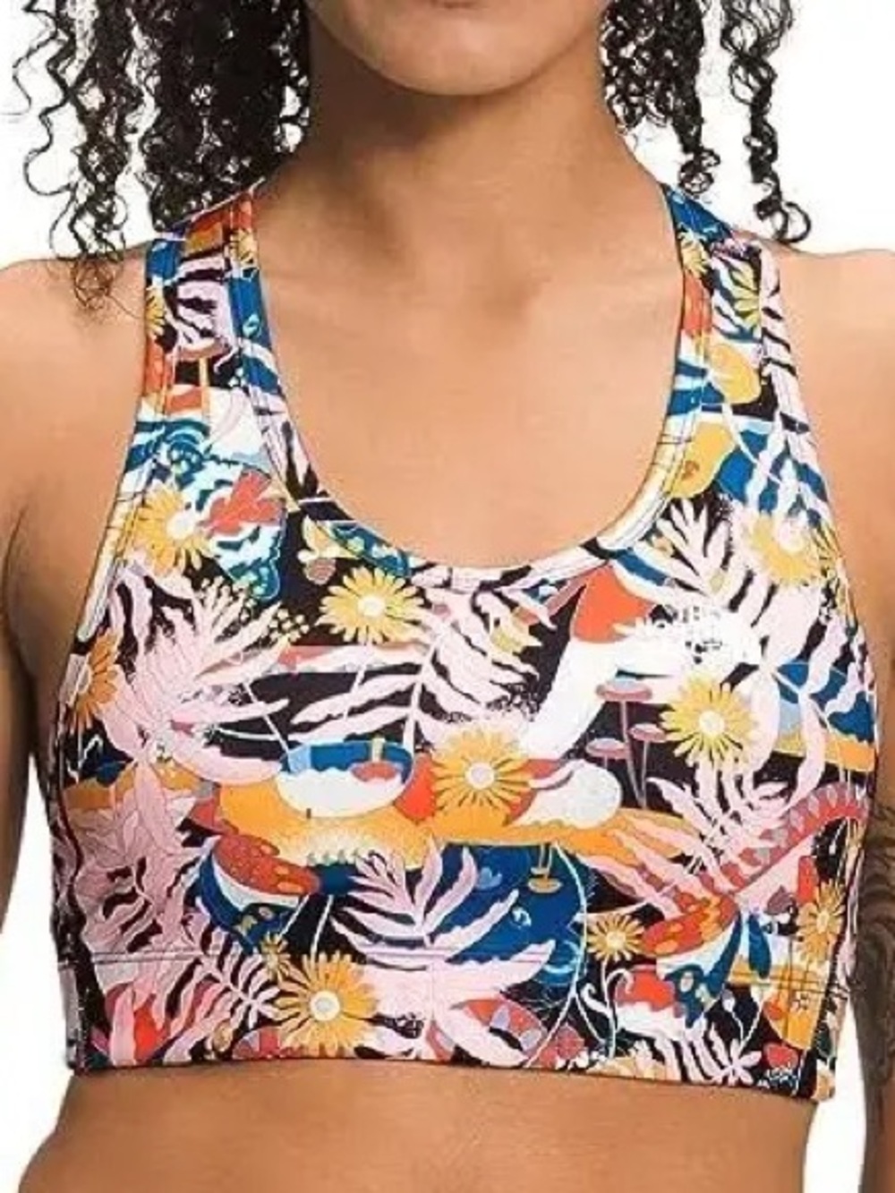 The North Face Floral Racerback Sports Bra - Black/Multi